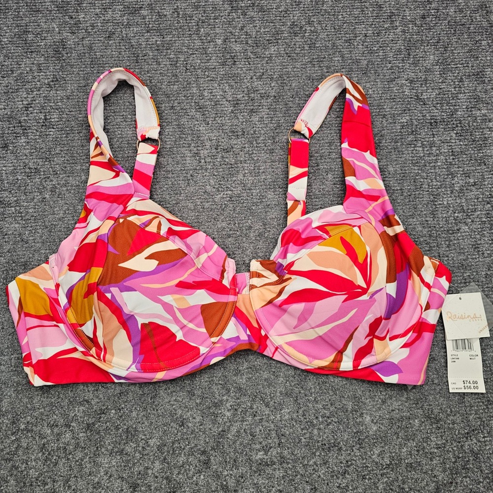 Raisins Curve Women Bikini Top The Goldens Underwire Abstract Tropical Multi 24W